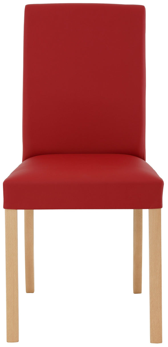 Set 6 scaune Nina din piele ecologica rosie, picioare din lemn masiv - LunaHome.ro