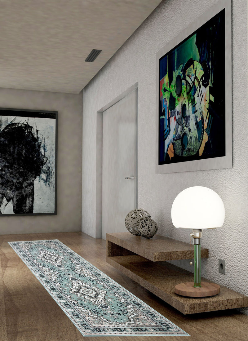 Traversă Oriental DELAVITA, verde, 80x250 cm - LunaHome.ro