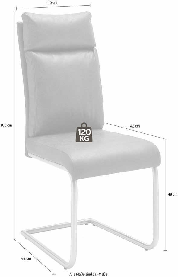 Set 2 scaune PIA Cantilever MCA cu aspect de piele gri, cadru metalic - LunaHome.ro