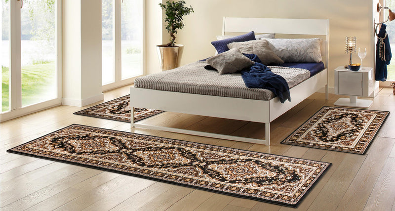 Set covoare dormitor Oriental DELAVITA maro (3 piese) - LunaHome.ro
