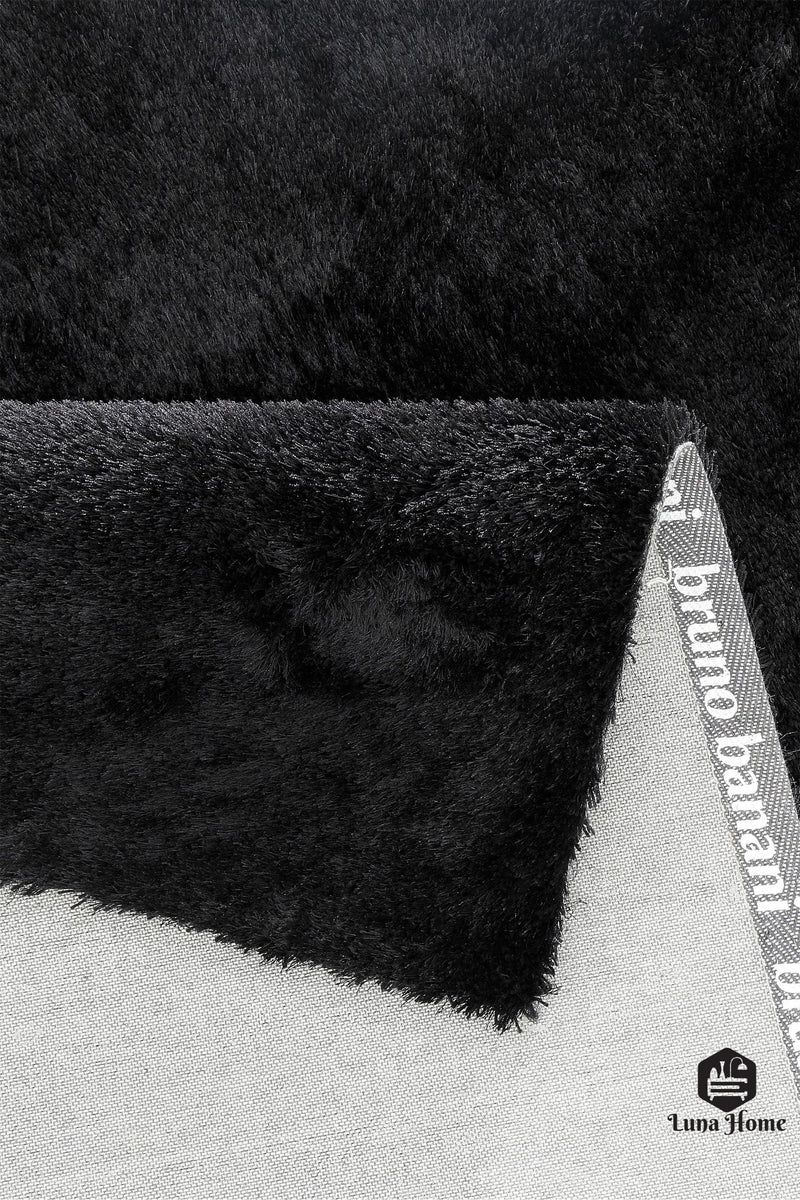 Covor traversa »Dana« foarte gros si pufos, negru, cu fire de matase 80x150 cm - LunaHome.ro