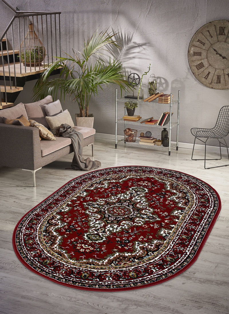 Covor oval Oriental DELAVITA, roșu - LunaHome.ro