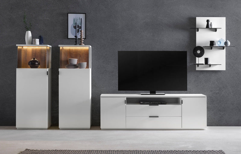 Vitrină Modena din MDF si sticla, functie push-to-open, 50 cm latime - LunaHome.ro