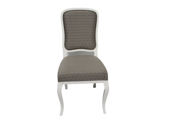 Scaun Home Fashion cu aspect vintage, tapiterie gri si cadru alb - LunaHome.ro