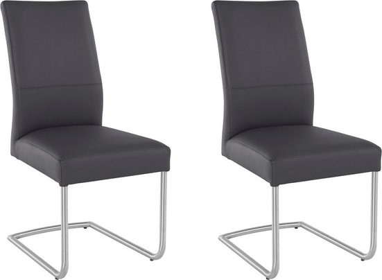 Set 2 scaune gri Greenline din piele naturala