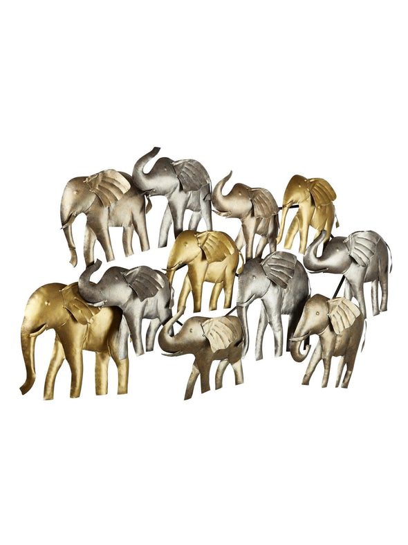 Decor de perete elefanți aurii