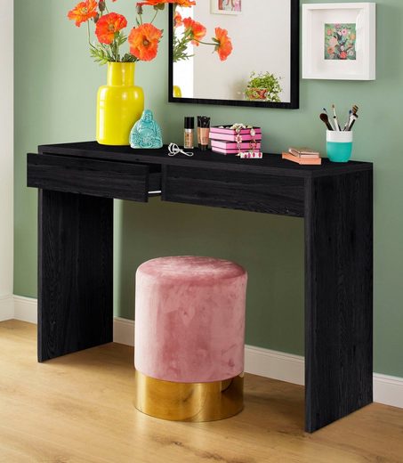 Consola/masa de toaleta Astral din PAL negru cu doua sertare, 115 cm latime - LunaHome.ro
