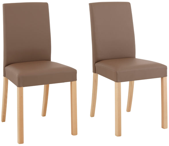 Set 2 scaune Nina din piele ecologica taupe cu picioare din lemn - LunaHome.ro