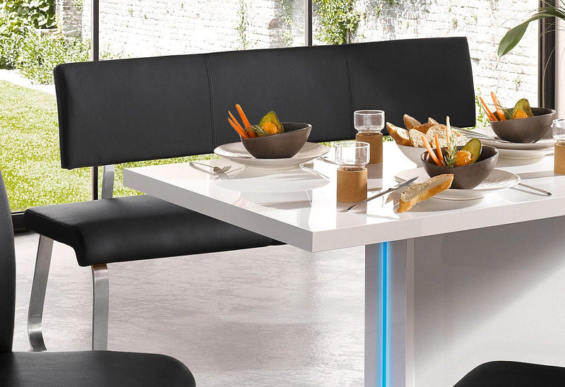 Bancheta Arco MCA, din piele naturala neagră, 175 cm - LunaHome.ro