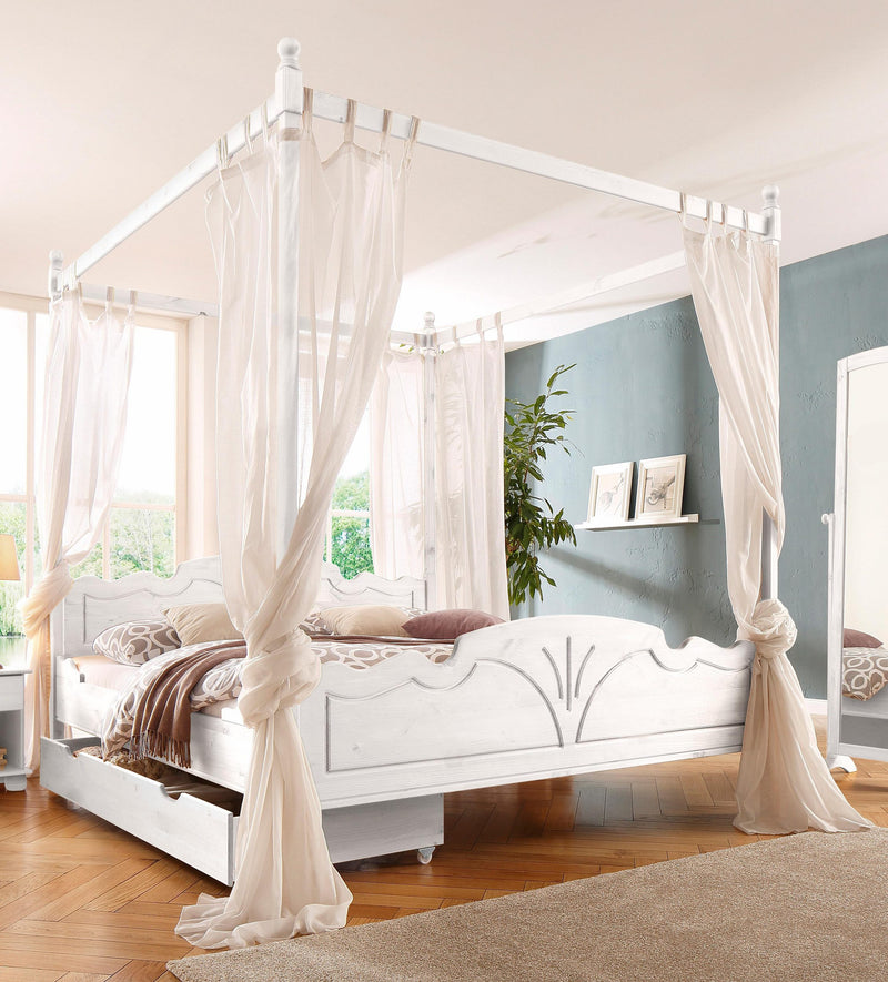 Baldachin pentru pat Melody, alb, 140 cm latime, din lemn de pin - LunaHome.ro