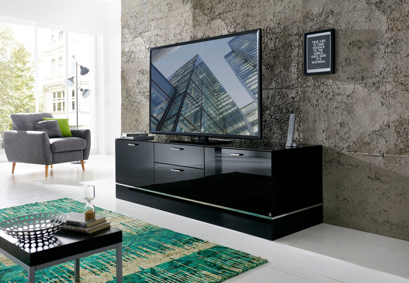 Comodă TV CUBE, Leonardo, neagră, 189 cm