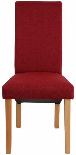 Set 4 scaune Rito Tiago cu tapiterie rosie, picioare din lemn de fag natur - LunaHome.ro