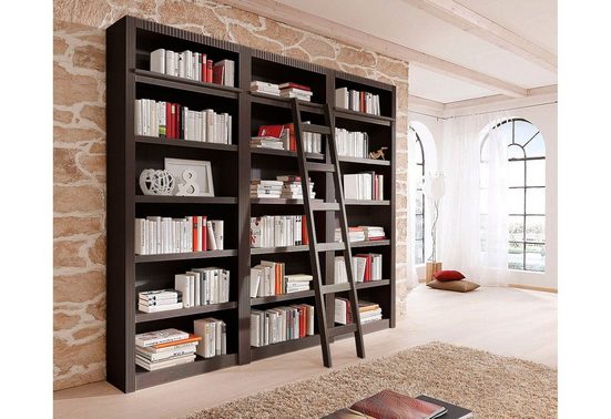 Bibliotecă »Bergen«, din lemn masiv de pin maro inchis, 3 părți - LunaHome.ro