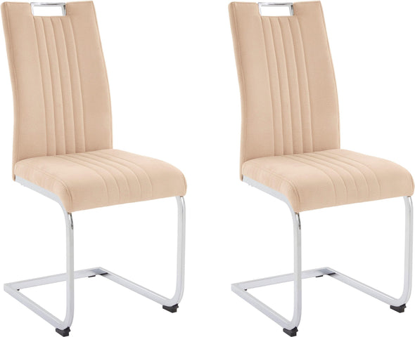 Set 2 scaune Home Affaire din microfibra bej cu cadru din metal - LunaHome.ro