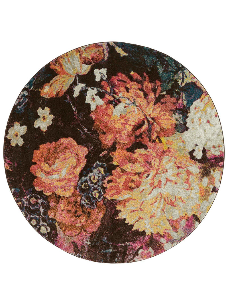 Covor rotund Diva cu model floral romantic, 160 cm diametru - LunaHome.ro