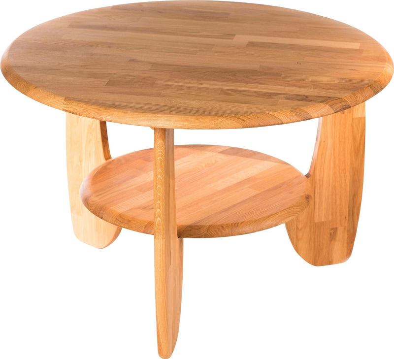 Masuta cafea Lenny din lemn de stejar natur, 75 cm diametru - LunaHome.ro