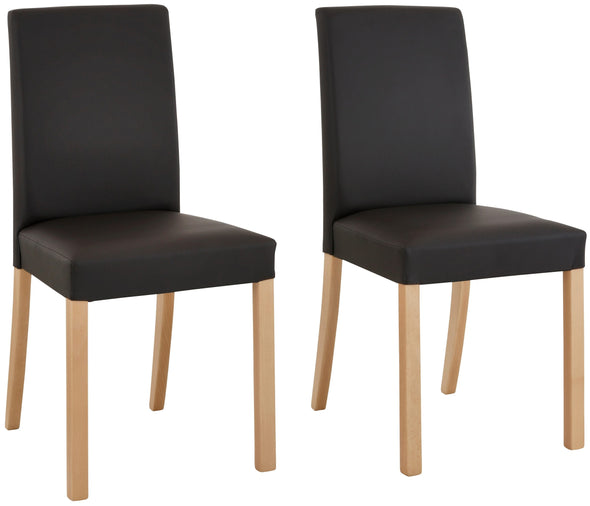 Set 2 scaune Nina din imitatie de piele neagra si picioare din lemn de fag - LunaHome.ro