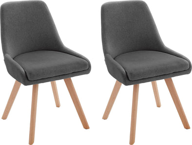 Set 2 scaune »Dilla« cu tapiterie gri si picioare din lemn natur - LunaHome.ro