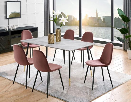 Masă Leonique Eadwine, blat din MDF 160 cm - LunaHome.ro