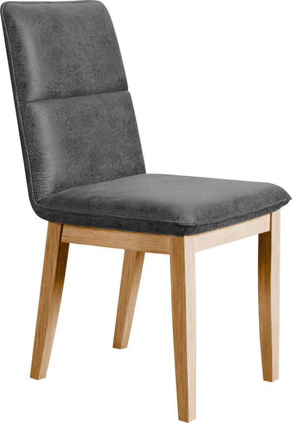 Set 2 scaune BELUNA din microfibra antracit, cu cadru din lemn de stejar - LunaHome.ro