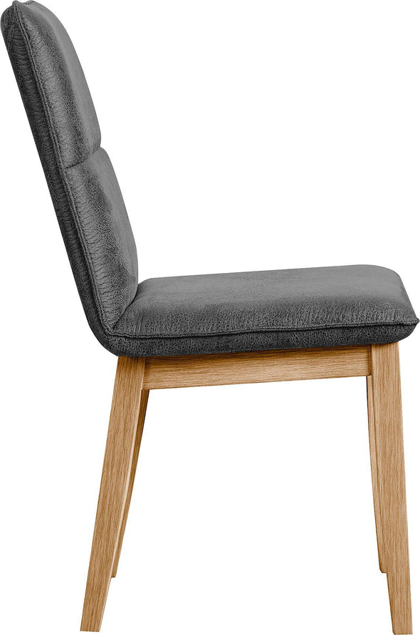 Set 2 scaune BELUNA din microfibra antracit, cu cadru din lemn de stejar - LunaHome.ro