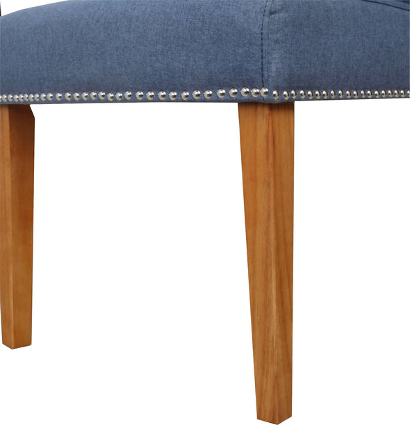 Scaun Liao cu tapiterie albastra si picioare din lemn de mesteacan, design clasic - LunaHome.ro