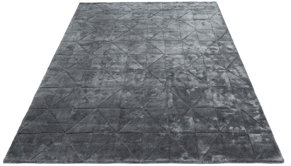 Covor Pyramid din viscoza, cu model 3D gri, 70x140 cm - LunaHome.ro
