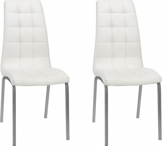 Set 2 scaune Lila din piele ecologica alba, cadru din metal - LunaHome.ro