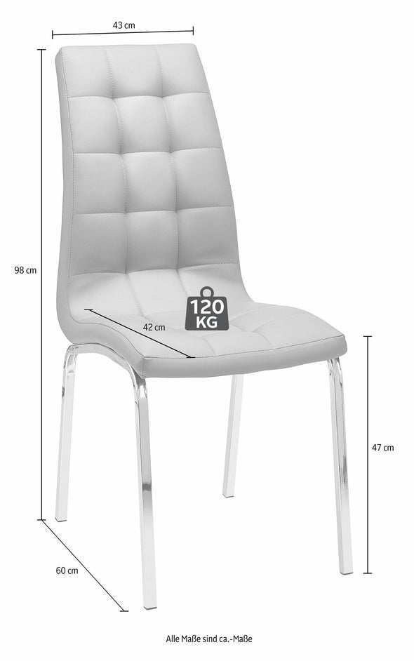 Set 2 scaune Lila din piele ecologica alba, cadru din metal - LunaHome.ro