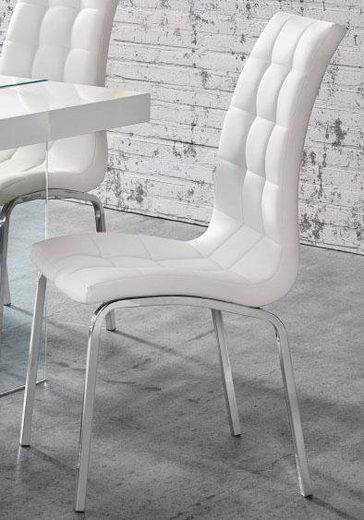 Set 2 scaune Lila din piele ecologica alba, cadru din metal - LunaHome.ro