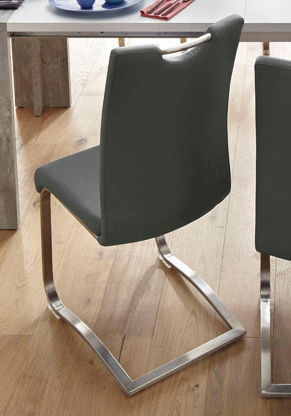 Set 2 scaune Artos din piele ecologica gri, cadru metalic - LunaHome.ro