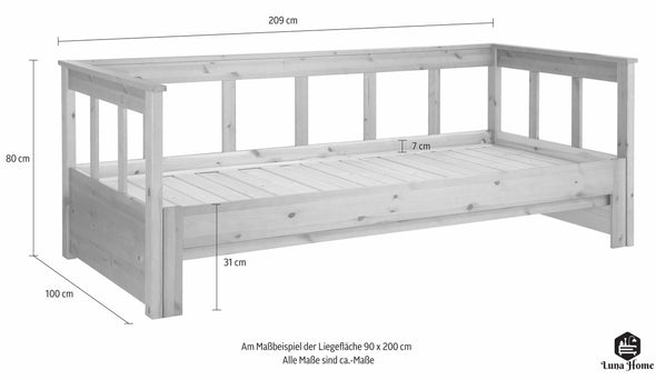 Pat extensibil natur Aira 90-180x200 cm