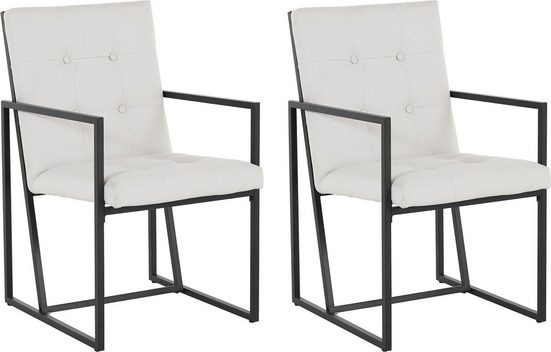 Set 2 scaune GMK bej cu cadru metalic negru - LunaHome.ro