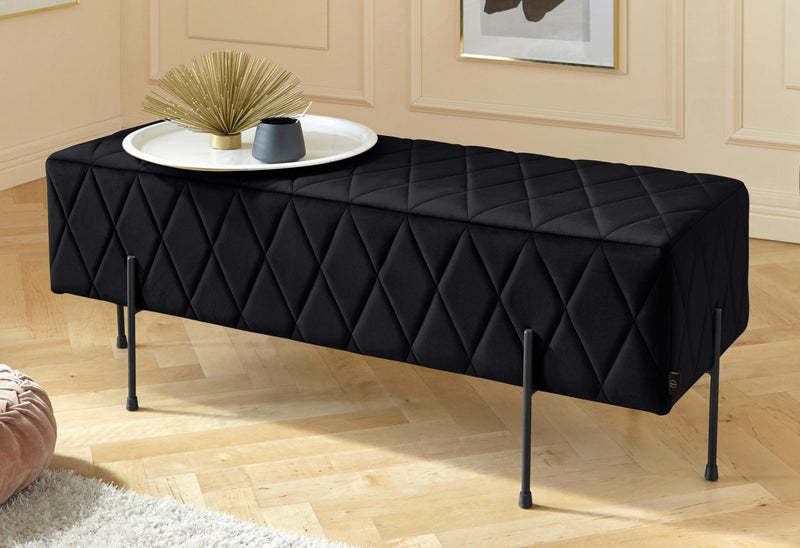 Bancheta Cavalino cu husă de catifea și picioare din metal negru, 110 cm latime - LunaHome.ro
