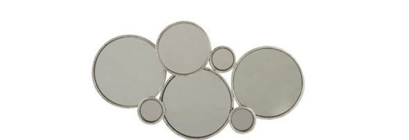 Decoratiune oglindă 6 cercuri, metal argintiu - LunaHome.ro