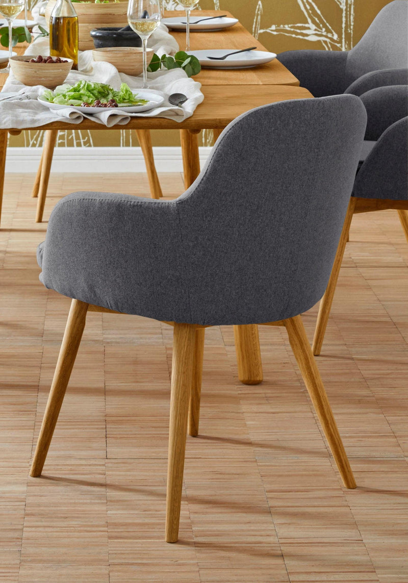 Scaun Livry cu tapiterie grafit, picioare din lemn solid - LunaHome.ro