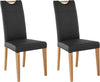 Set 2 scaune Roberta din piele naturala neagra, picioare din lemn de stejar - LunaHome.ro