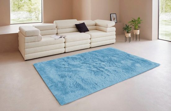 Covor blanita Lenja, foarte moale si pufos, albastru 60x90 cm - LunaHome.ro