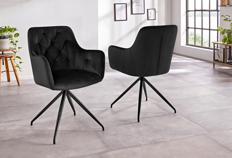 Set 2 fotolii »Tina« din velur negru cu picioare metalice, design modern - LunaHome.ro