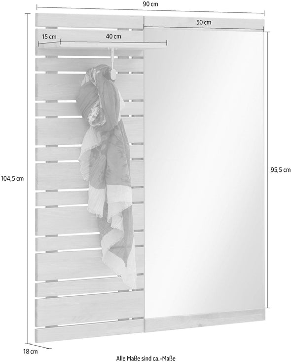 Cuier cu oglindă Jossy, 105 cm
