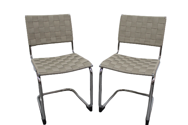 Set 2 scaune Dendas cu sezut si spatar impletite, cadru metalic, design retro - LunaHome.ro