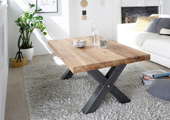 Masuta de cafea Andro din lemn masiv si metal, 120x75 cm - LunaHome.ro