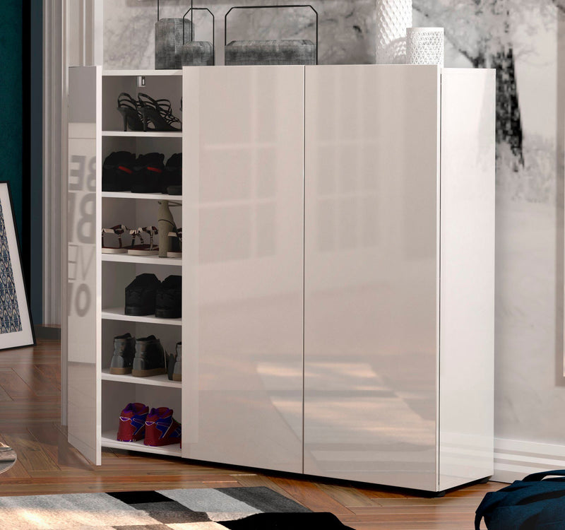 Pantofar Mister Kitaly din PAL alb lucios, lățime 120 cm - LunaHome.ro