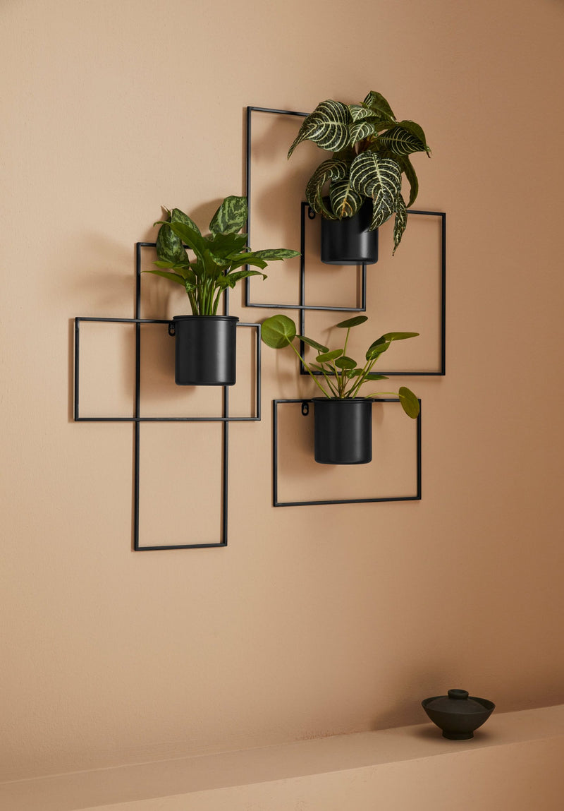 Ghiveci decorativ suspendat Malvina, negru (set, 3 piese) - LunaHome.ro