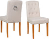 Set 2 scaune Liao din stofa crem, cu picioare din lemn - LunaHome.ro