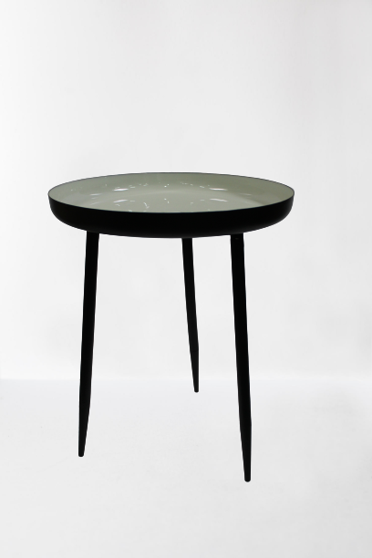 Masuta rotunda din metal, negru si crem, 36 cm diametru - LunaHome.ro