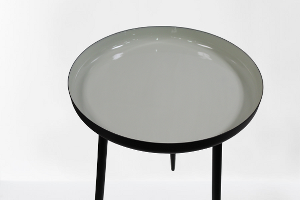 Masuta rotunda din metal, negru si crem, 36 cm diametru - LunaHome.ro