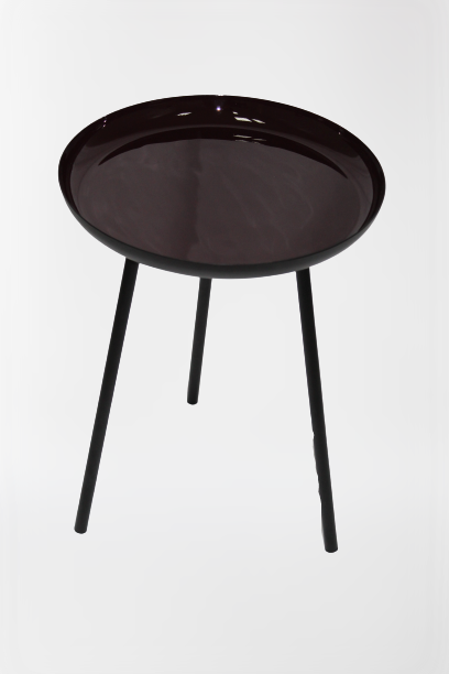 Masuta rotunda din metal, negru cu visiniu,  28 cm diametru - LunaHome.ro