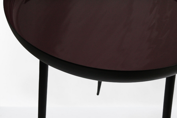 Masuta rotunda din metal, negru cu visiniu,  28 cm diametru - LunaHome.ro