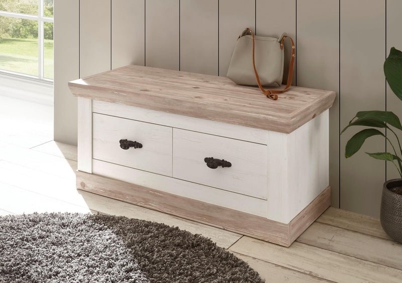 Bancheta »Florence« cu aspect de lemn, spatiu de depozitare, 107 cm - LunaHome.ro